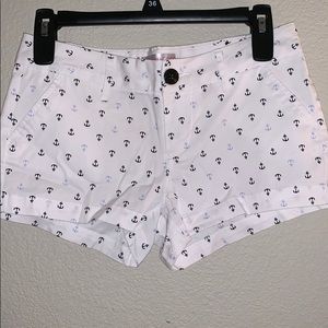 White Shorts with Blue Anchors
